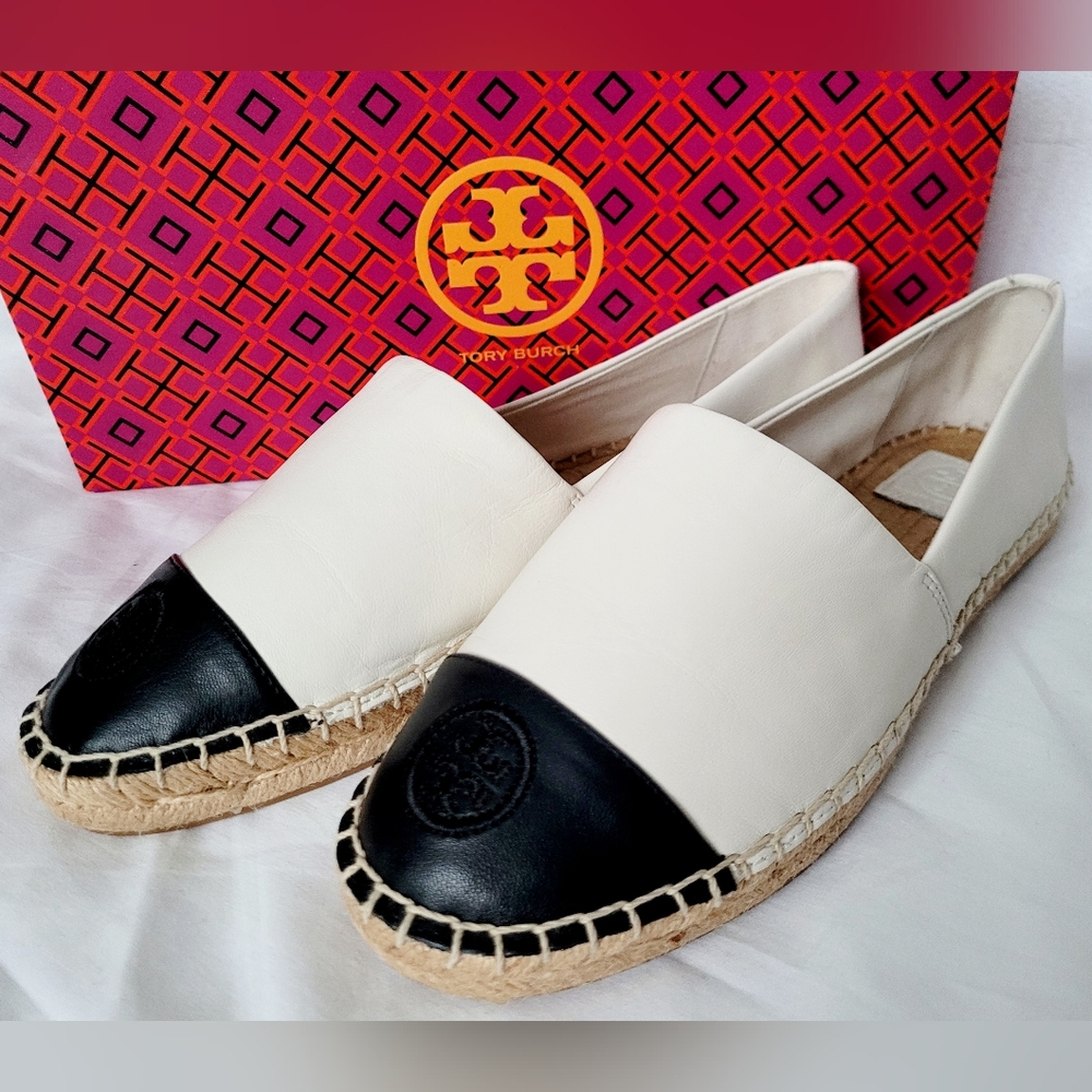 Tory Burch Women's Colorblock Flat Espadrille Mestico/Silky Ivory/Black US 8.5